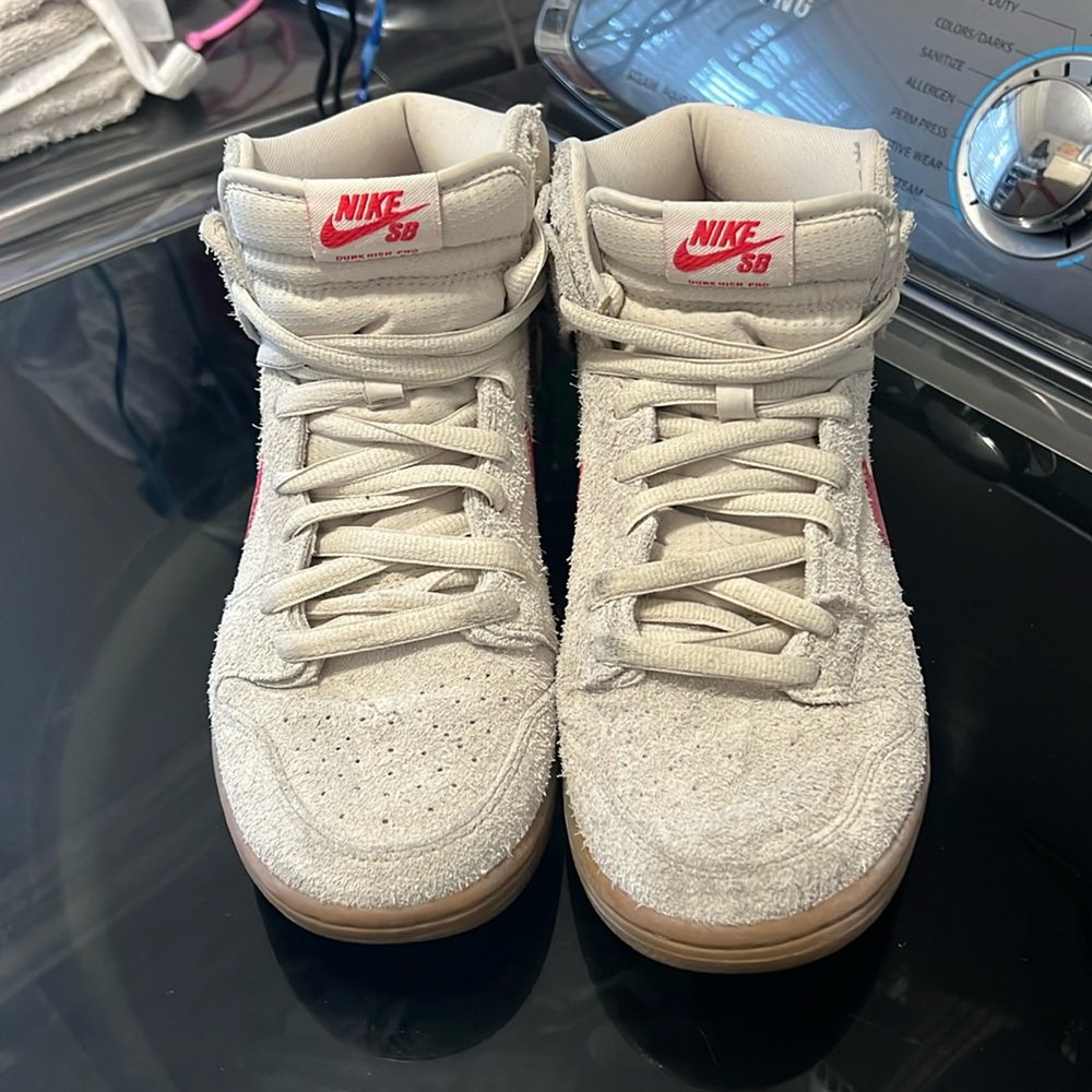 Beige and red retro Nike Air Jordan’s